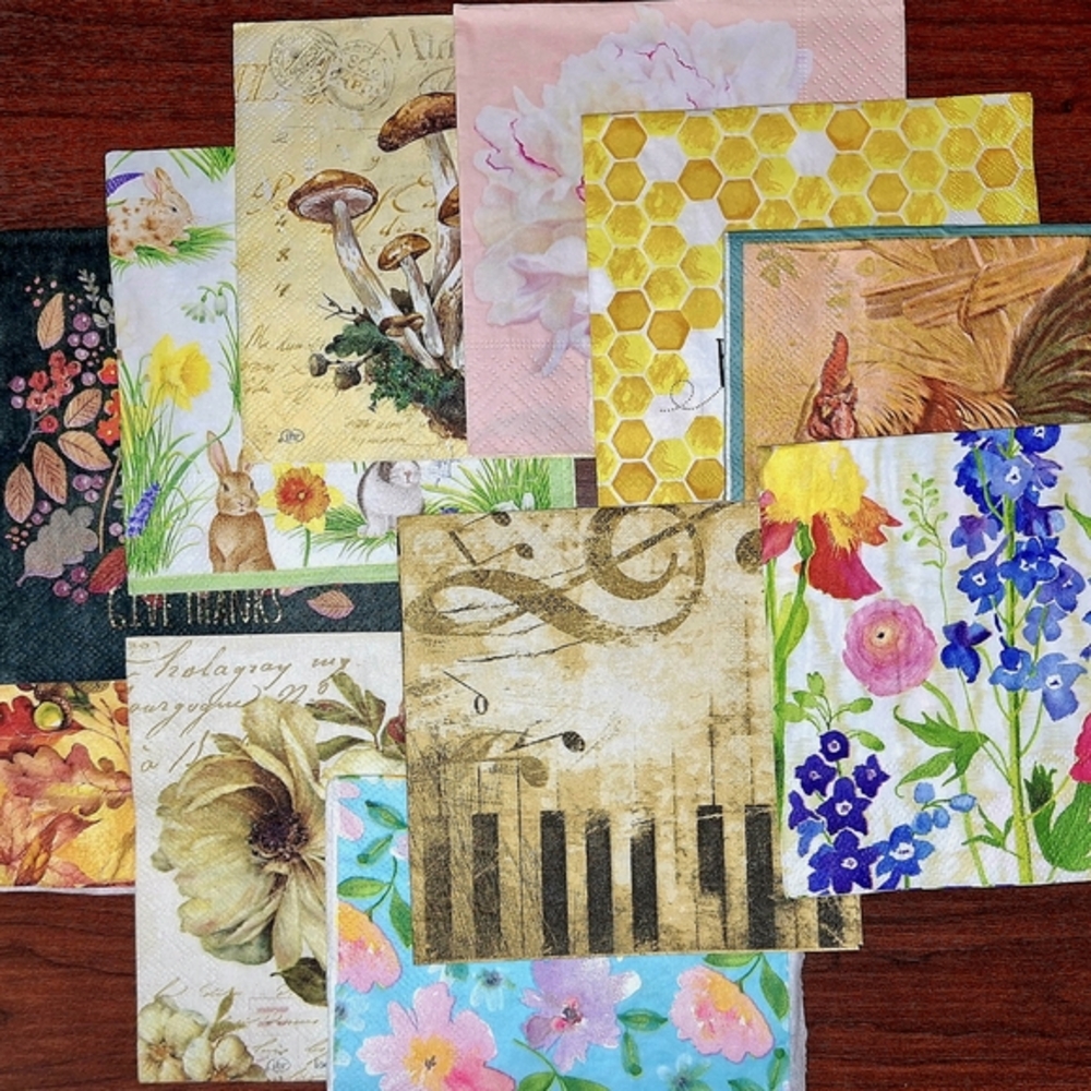 Colorful Floral and Nature-Themed Paper Napkins